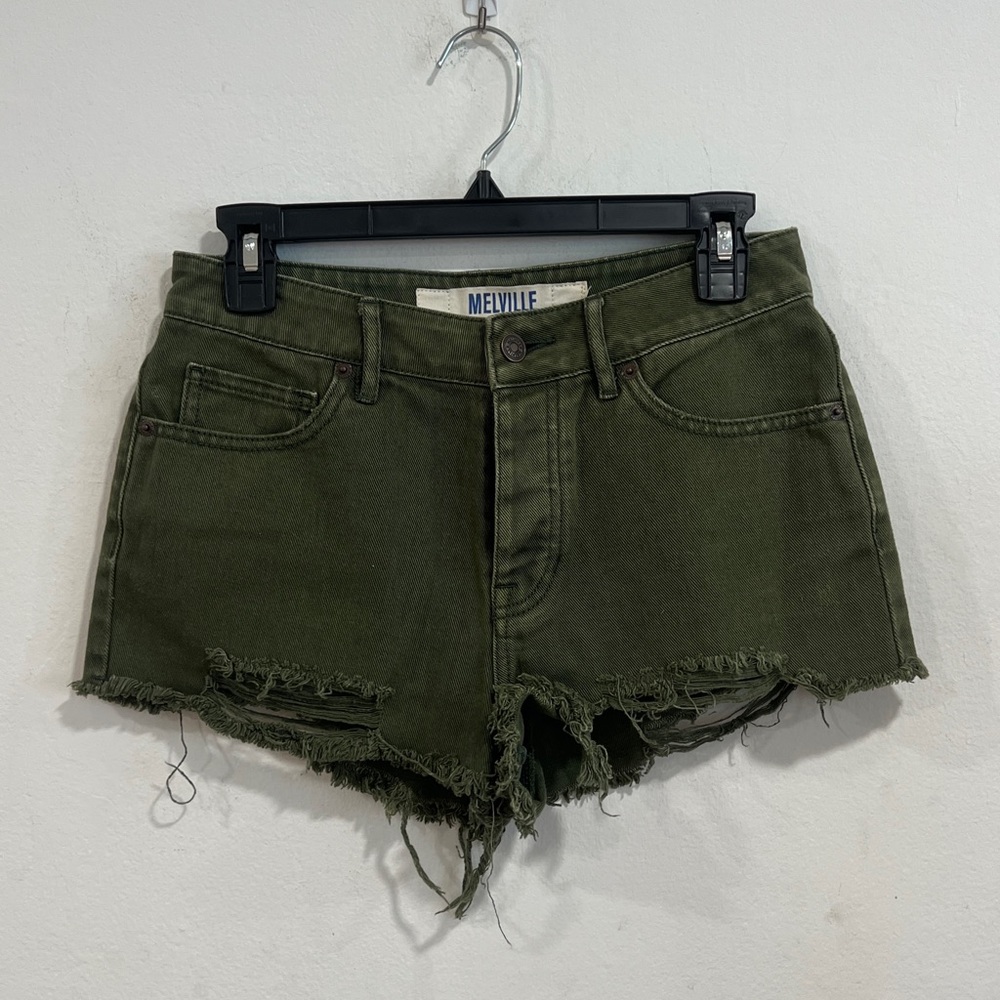 Brandy Melville olive green cut-off shorts size 27